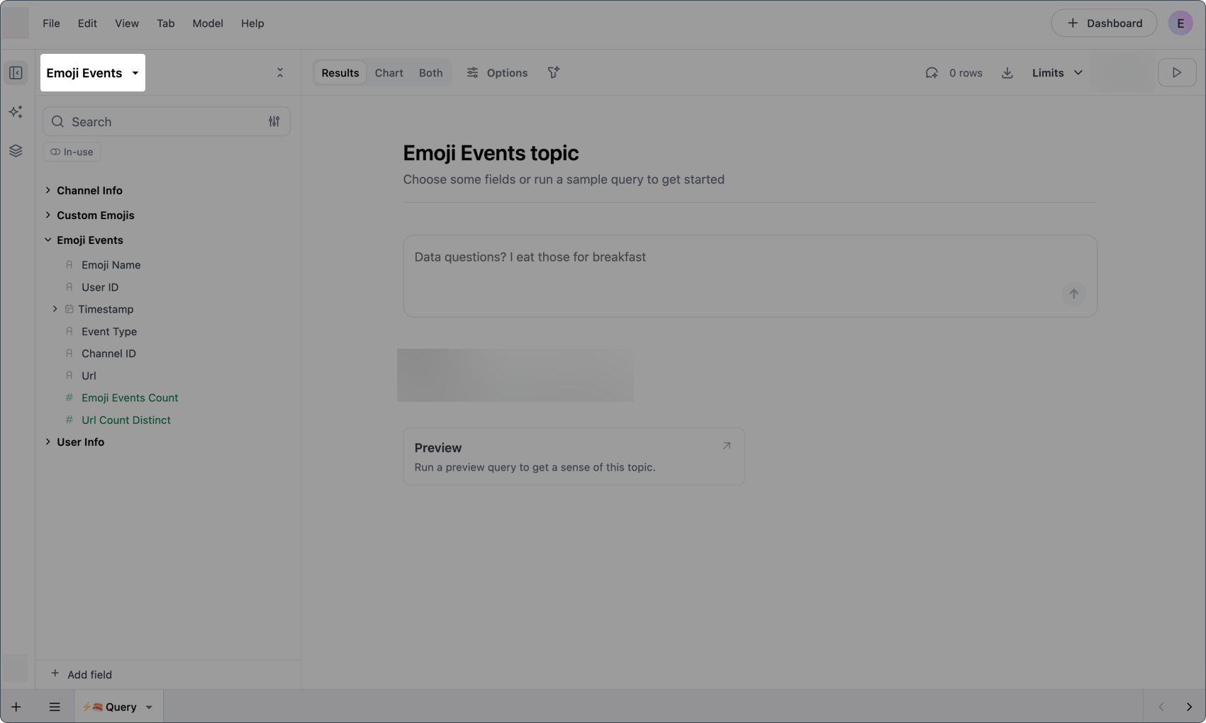 Highlighted topic switcher in a JustAsk workbook