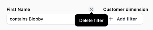 X removal icon displaying on a viewer-added filter in a JustAsk dashboard
